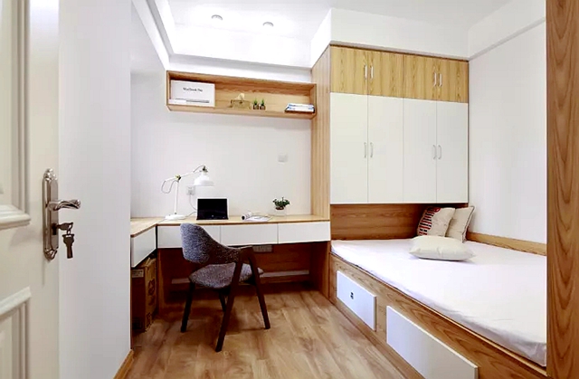 组合式功能型衣柜，原木和纯白的相遇，尽显清新自然